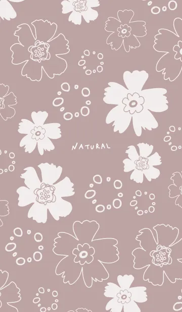 [LINE着せ替え] ナチュラル 花と丸 くすみピンク5の画像1