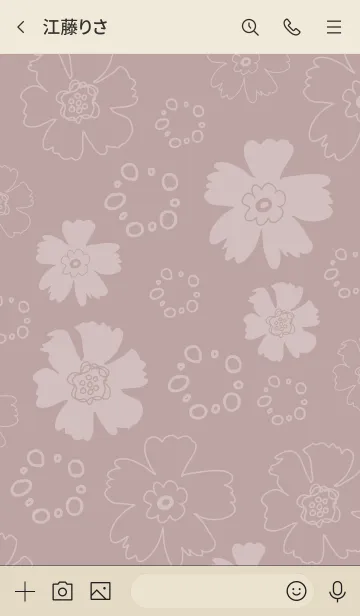 [LINE着せ替え] ナチュラル 花と丸 くすみピンク5の画像3
