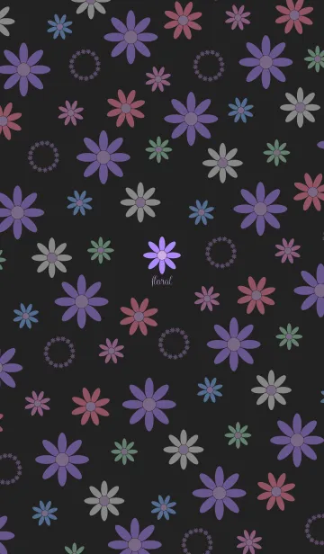 [LINE着せ替え] カワイイ花柄 - 紫色 -の画像1