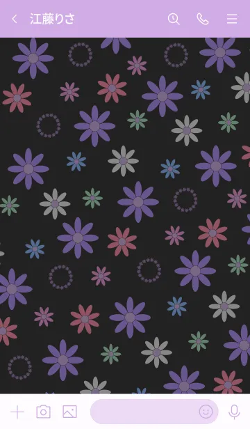 [LINE着せ替え] カワイイ花柄 - 紫色 -の画像3