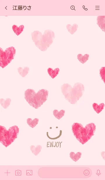 [LINE着せ替え] スマイル水彩ハート-4-の画像3