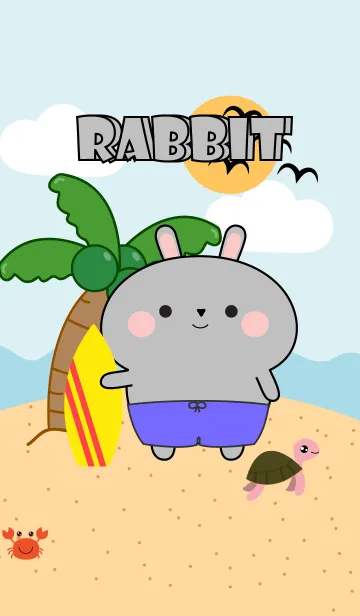 [LINE着せ替え] Grey Rabbit  On The Beach Theme (JP)の画像1