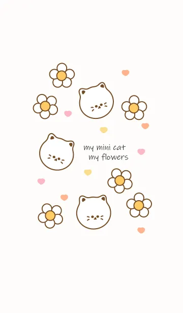 [LINE着せ替え] Mini cat & flowers 3の画像1