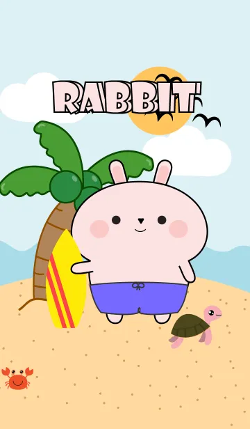 [LINE着せ替え] Pink Rabbit  On The Beach Theme (JP)の画像1