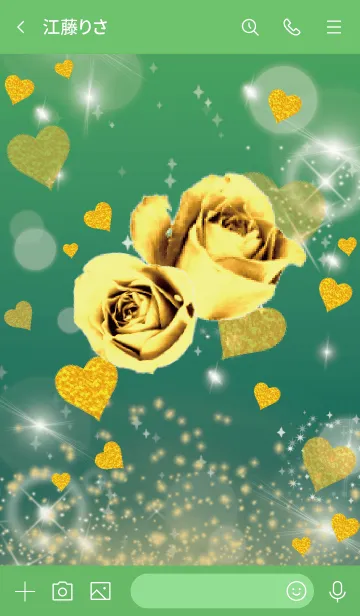[LINE着せ替え] 緑 : 運気UP！薔薇とハートの画像3