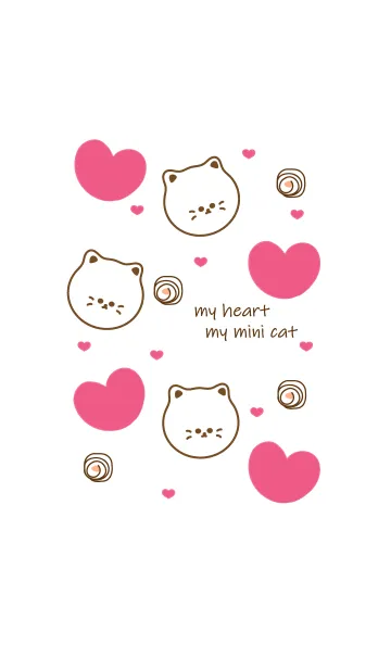 [LINE着せ替え] Cute cat & Cute heart 2の画像1
