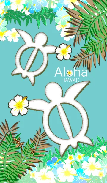 [LINE着せ替え] 幸運のホヌ♡ハワイ＊ALOHA+196の画像1