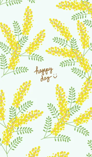 [LINE着せ替え] ミモザ グリーン スマイル5の画像1