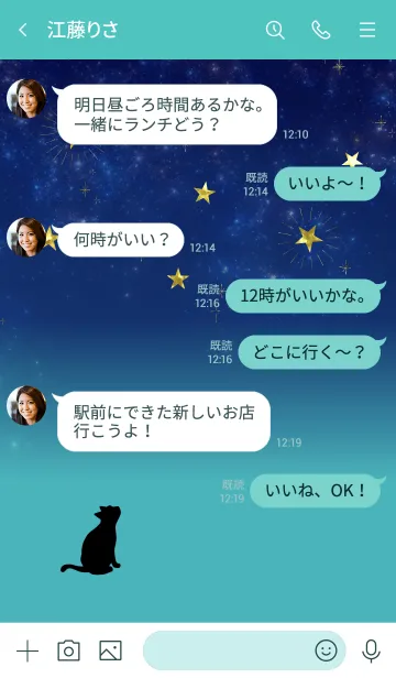 [LINE着せ替え] 【運気アップ】猫と星の画像4