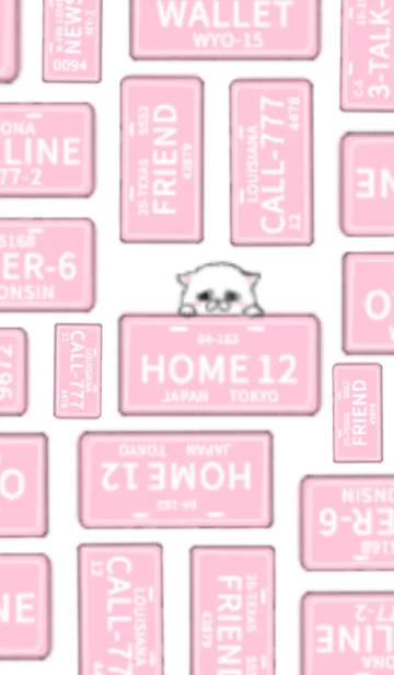 [LINE着せ替え] ピンクとナンバープレートと時々猫の画像1