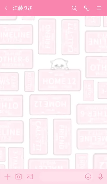 [LINE着せ替え] ピンクとナンバープレートと時々猫の画像3