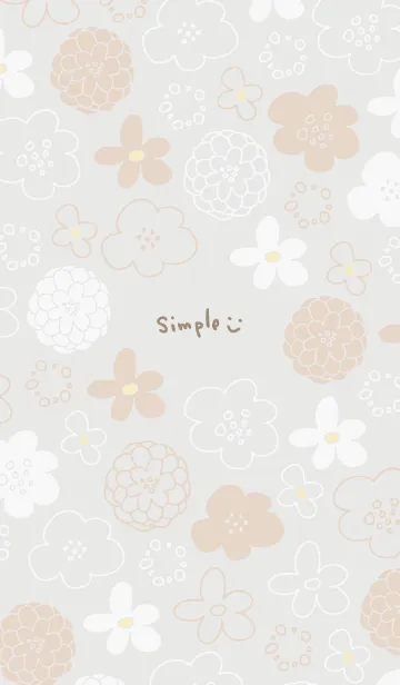 [LINE着せ替え] 白とベージュの花 グレージュ5の画像1