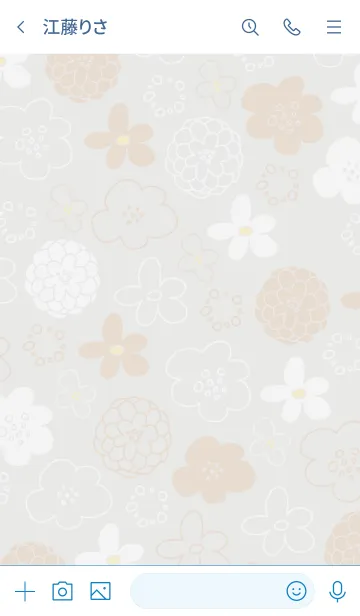 [LINE着せ替え] 白とベージュの花 グレージュ5の画像3