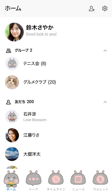 [LINE着せ替え] Simple So Pretty Grey Rabbit Theme (JP)の画像2