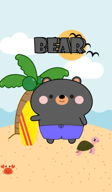 [LINE着せ替え] Black Bear On The Beach  Theme (JP)の画像1