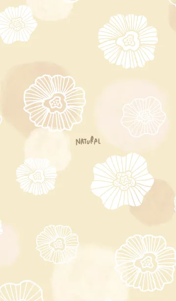 [LINE着せ替え] 花と水彩丸 ベージュ21の画像1