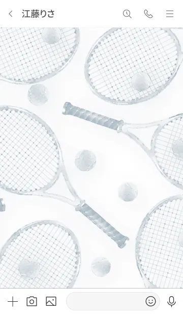 [LINE着せ替え] 水彩風 テニスきせかえ ◆グレー◆の画像3