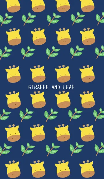 [LINE着せ替え] きりんと葉っぱの着せかえ ネイビーブルーの画像1