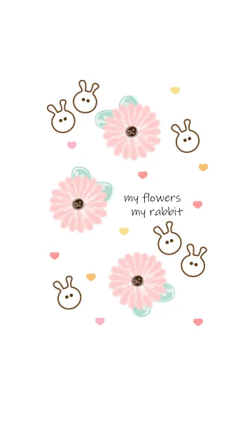 [LINE着せ替え] Pink flowers & mini rabbitの画像1