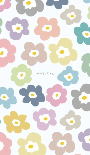 [LINE着せ替え] 北欧風お花 舞う ブルー5の画像1