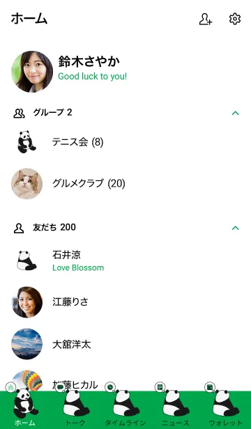 [LINE着せ替え] シンプル パンダ - ブラック グリーン -の画像2