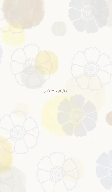 [LINE着せ替え] 花と水彩丸 黄色 茶色10の画像1