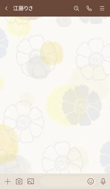 [LINE着せ替え] 花と水彩丸 黄色 茶色10の画像3