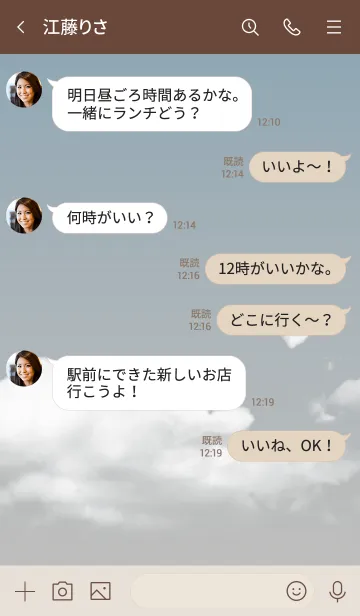 [LINE着せ替え] ベージュとくすみブルー : Today's skyの画像4