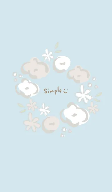 [LINE着せ替え] 手書きお花リース ブルー5の画像1