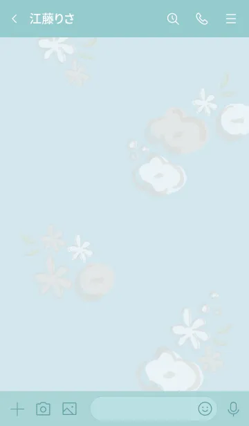 [LINE着せ替え] 手書きお花リース ブルー5の画像3