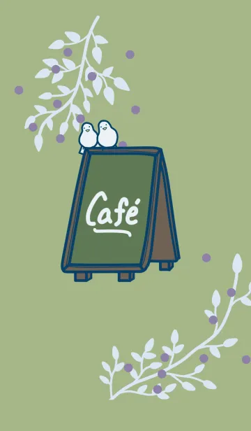 [LINE着せ替え] 北欧風カフェ＊モスグリーンの画像1