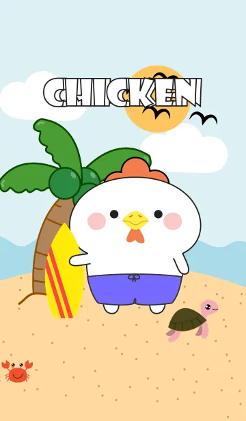 [LINE着せ替え] White Chicken On The Beach Theme (JP)の画像1