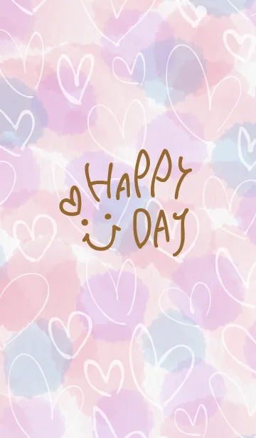 [LINE着せ替え] 水彩ピンク2白ハートスマイル19の画像1