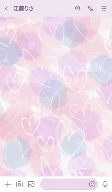 [LINE着せ替え] 水彩ピンク2白ハートスマイル19の画像3