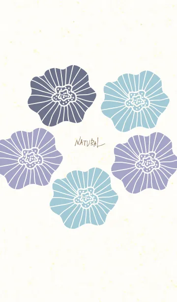 [LINE着せ替え] お花5つ くすみブルー5の画像1