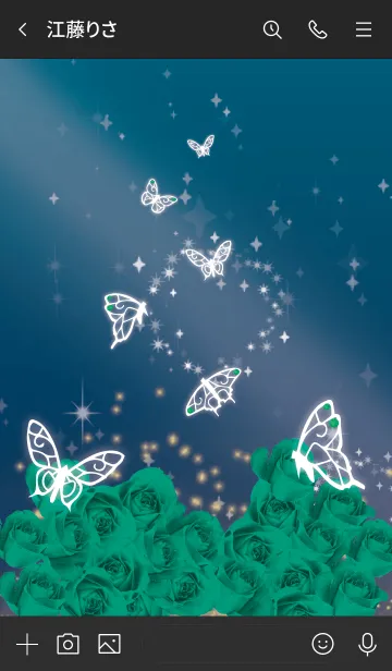 [LINE着せ替え] ネイビー : 5月のエメラルドと蝶の画像3