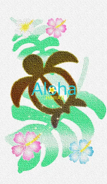 [LINE着せ替え] 油絵♡幸運のホヌ*ハワイ＊ALOHA+206の画像1