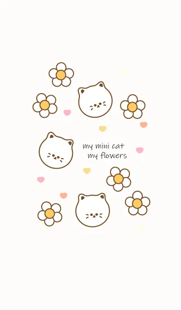 [LINE着せ替え] Mini cat & flowers 5の画像1