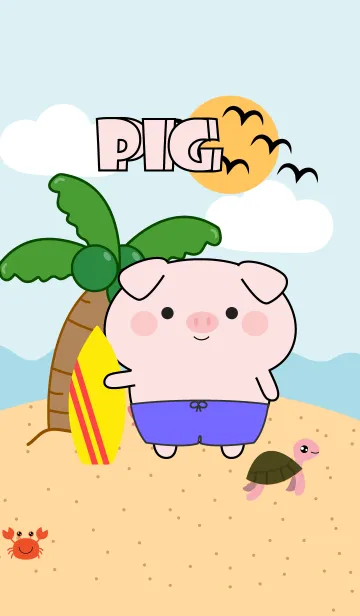 [LINE着せ替え] Love Pig On The Beach Theme (JP)の画像1