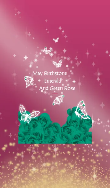 [LINE着せ替え] ピンク : 5月のエメラルドと蝶の画像1