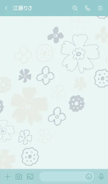 [LINE着せ替え] 手書き花 くすみブルー5の画像3
