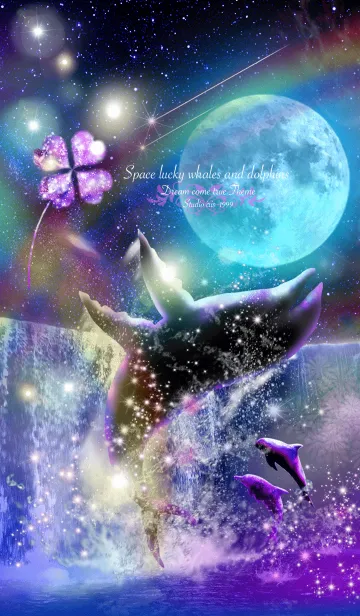 [LINE着せ替え] 運気上昇 Space Lucky Whales and Dolphinsの画像1