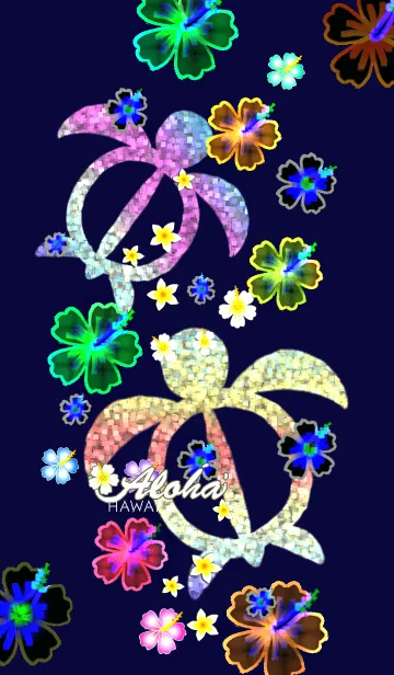 [LINE着せ替え] カラフル♡幸運のホヌ*ハワイ＊ALOHA+215の画像1