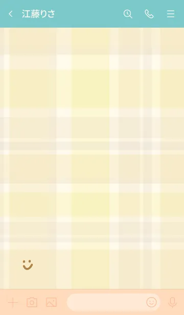 [LINE着せ替え] チェック柄 黄色 スマイル付き5の画像3