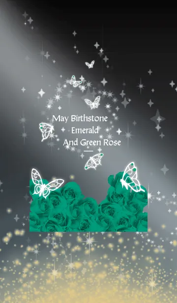 [LINE着せ替え] ブラック : 5月のエメラルドと蝶の画像1