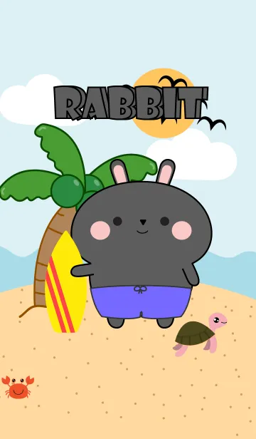 [LINE着せ替え] Black Rabbit  On The Beach Theme (JP)の画像1