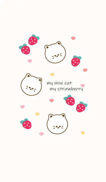 [LINE着せ替え] Cute cat & Strawberry 7の画像1