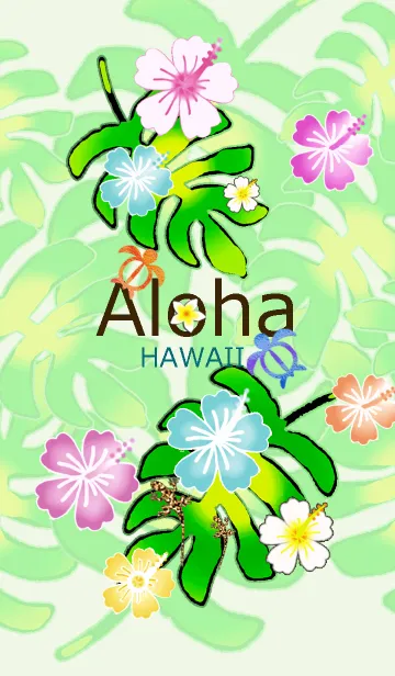 [LINE着せ替え] 水彩画♡幸運のホヌ*ハワイ＊ALOHA+224の画像1