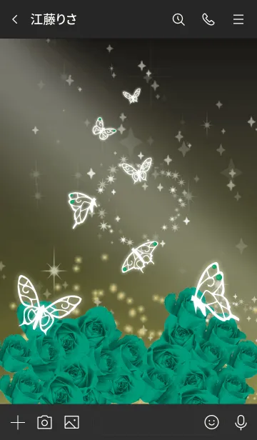 [LINE着せ替え] 黒と黄色 : 5月のエメラルドと蝶の画像3