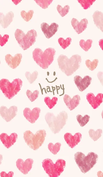 [LINE着せ替え] 水彩ピンクハート たくさん9の画像1